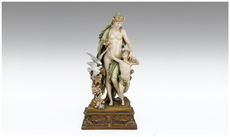 Appraisal: Ernst Wahliss Arcadian Figure Group Showing The Goddess Flora And