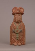 Appraisal: Pre-Columbian Figure Hand painted terra cotta figurine Hollow female figure