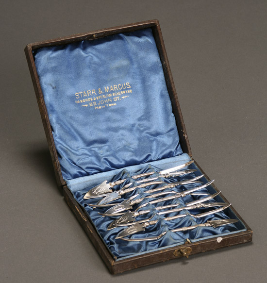 Appraisal: Cased Set of Ten Gorham Sterling Nut Picks Providence Circa