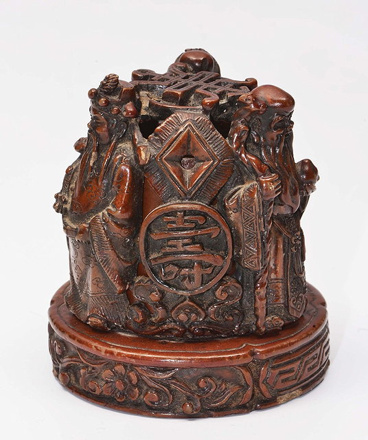 Appraisal: A CHINESE TERRACOTTA INCENSE BURNER and cover in the form