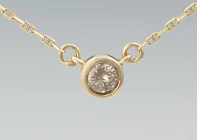 Appraisal: A Ladies' Diamond Solitaire Necklace k yellow gold chain necklace