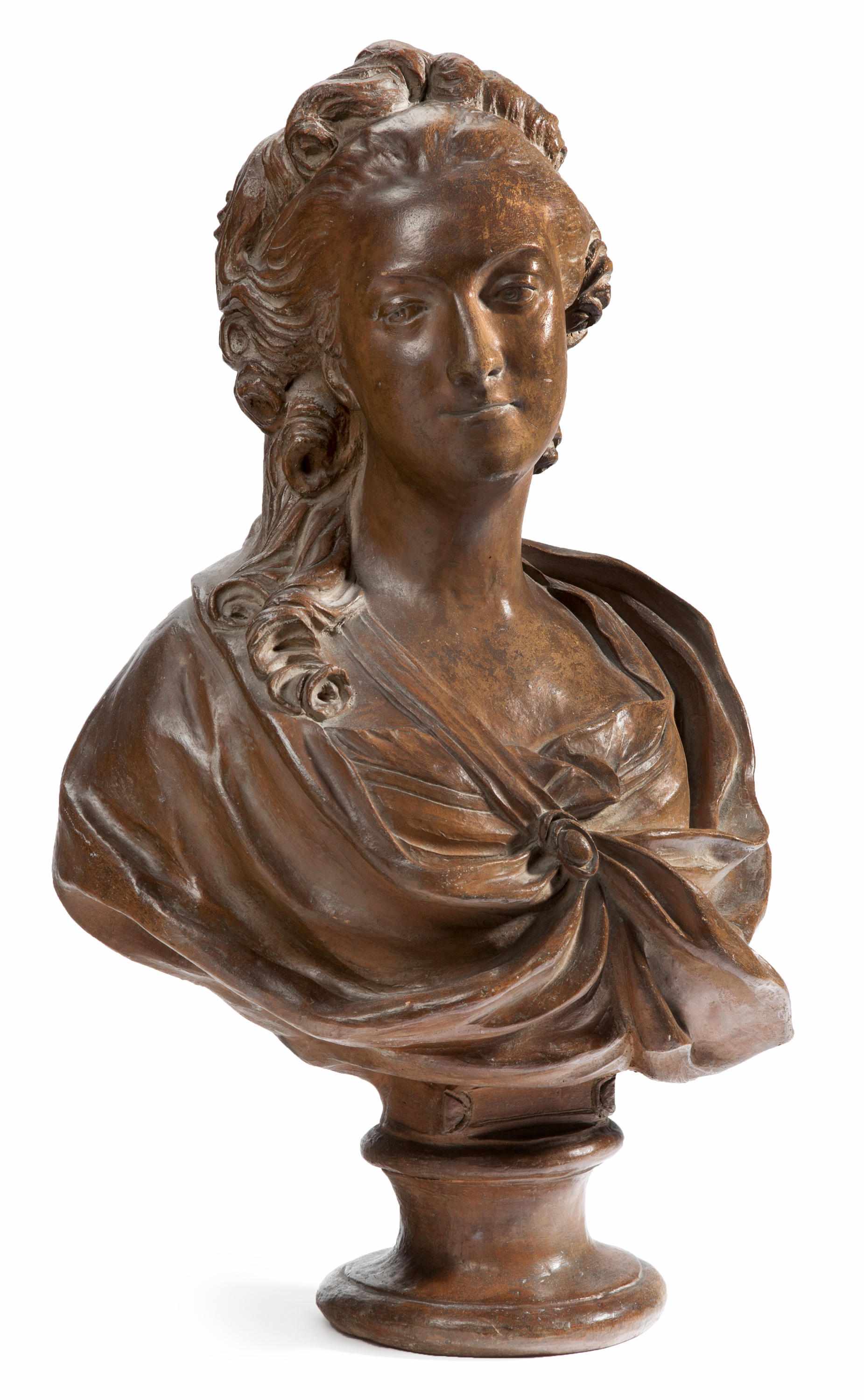 Appraisal: A French tinted terracotta bust of Madame du Barry late