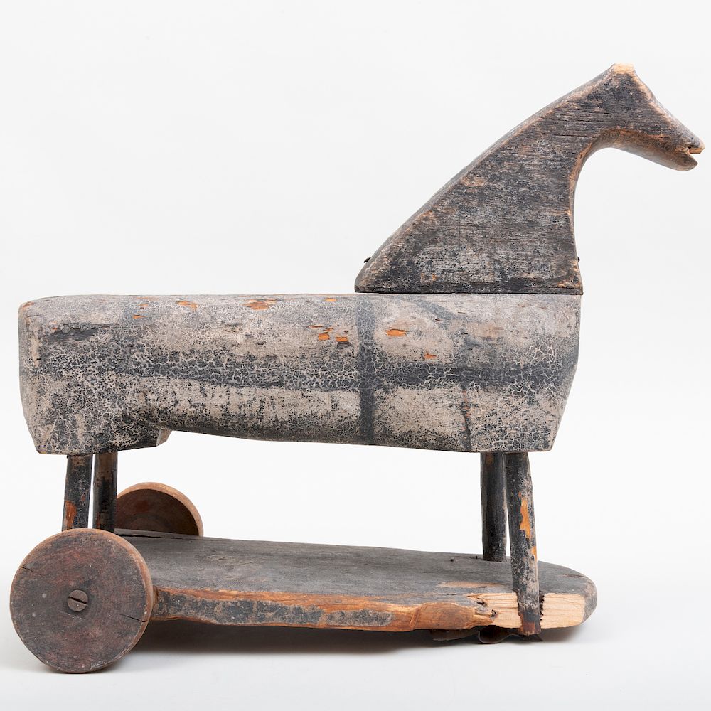 Appraisal: Folk Art Painted Wood Horse Pull Toy x x in