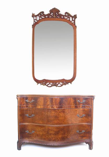 Appraisal: A Georgian style three drawer dresser with associated mirror height