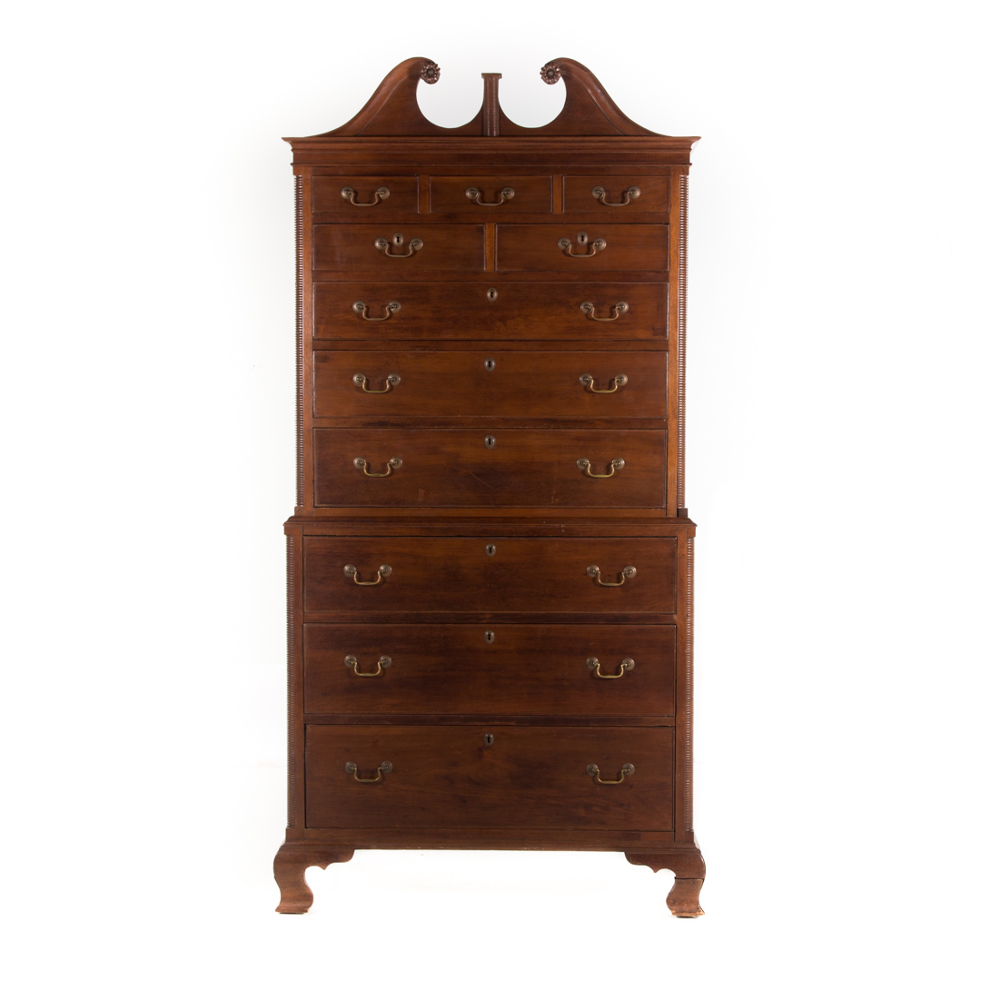 Appraisal: American Chippendale mahogany chest-on-chest possibly Hagerstown Maryland late th century