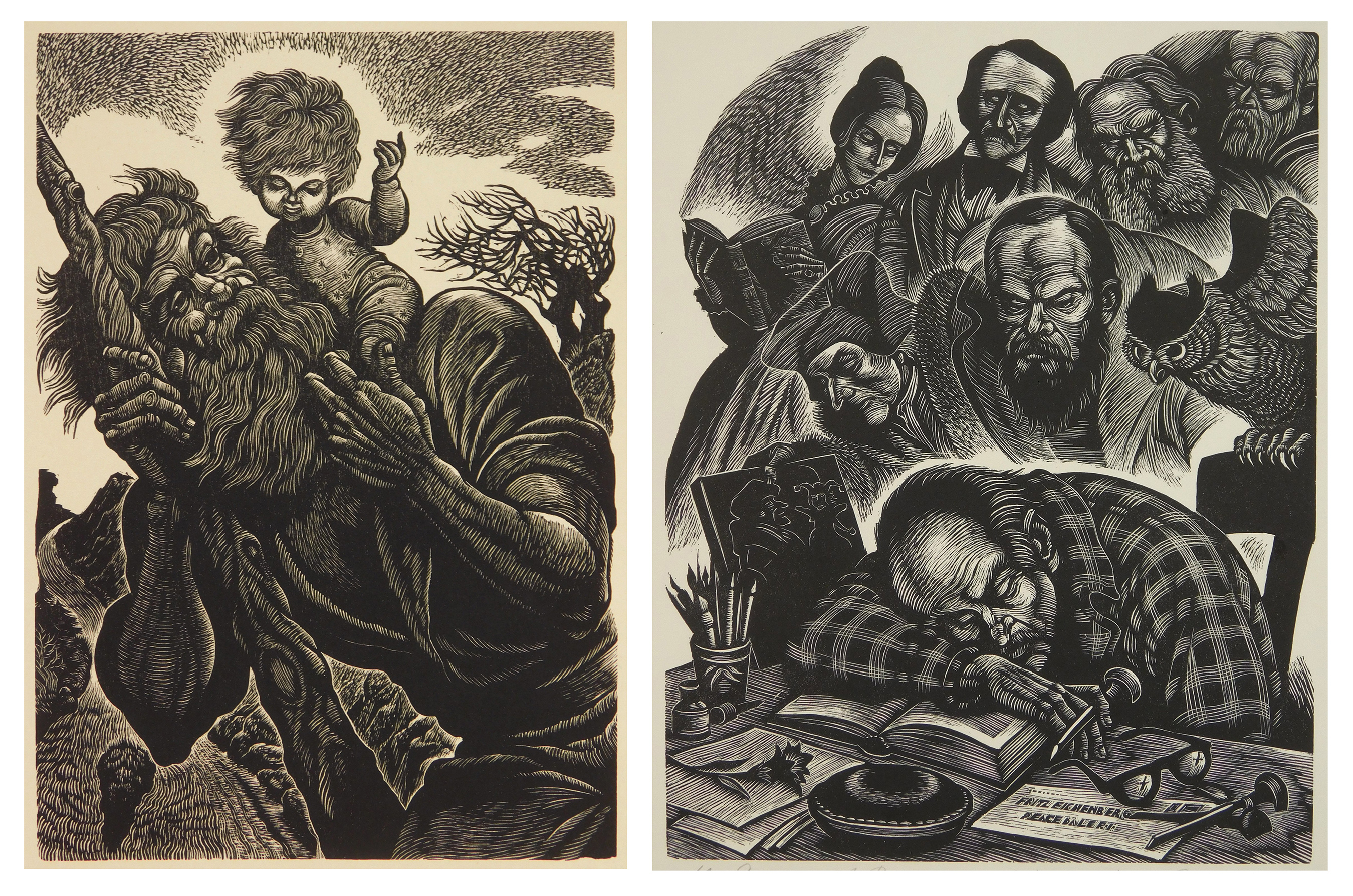 Appraisal: Fritz Eichenberg - 'St Christopher''- wood engraving signed in pencil