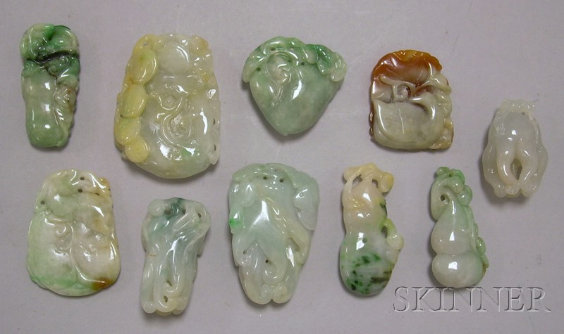 Appraisal: Ten Carved Jade Pendants and Other Items of various forms