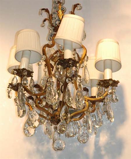 Appraisal: Louis XV Style Gilt-Metal and Glass Six-Light Chandelier Estimate -