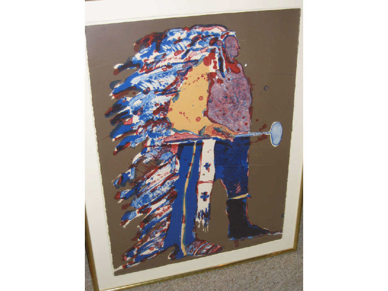 Appraisal: FRITZ SCHOLDER AMERICAN B Native American Chief color lithograph pencil