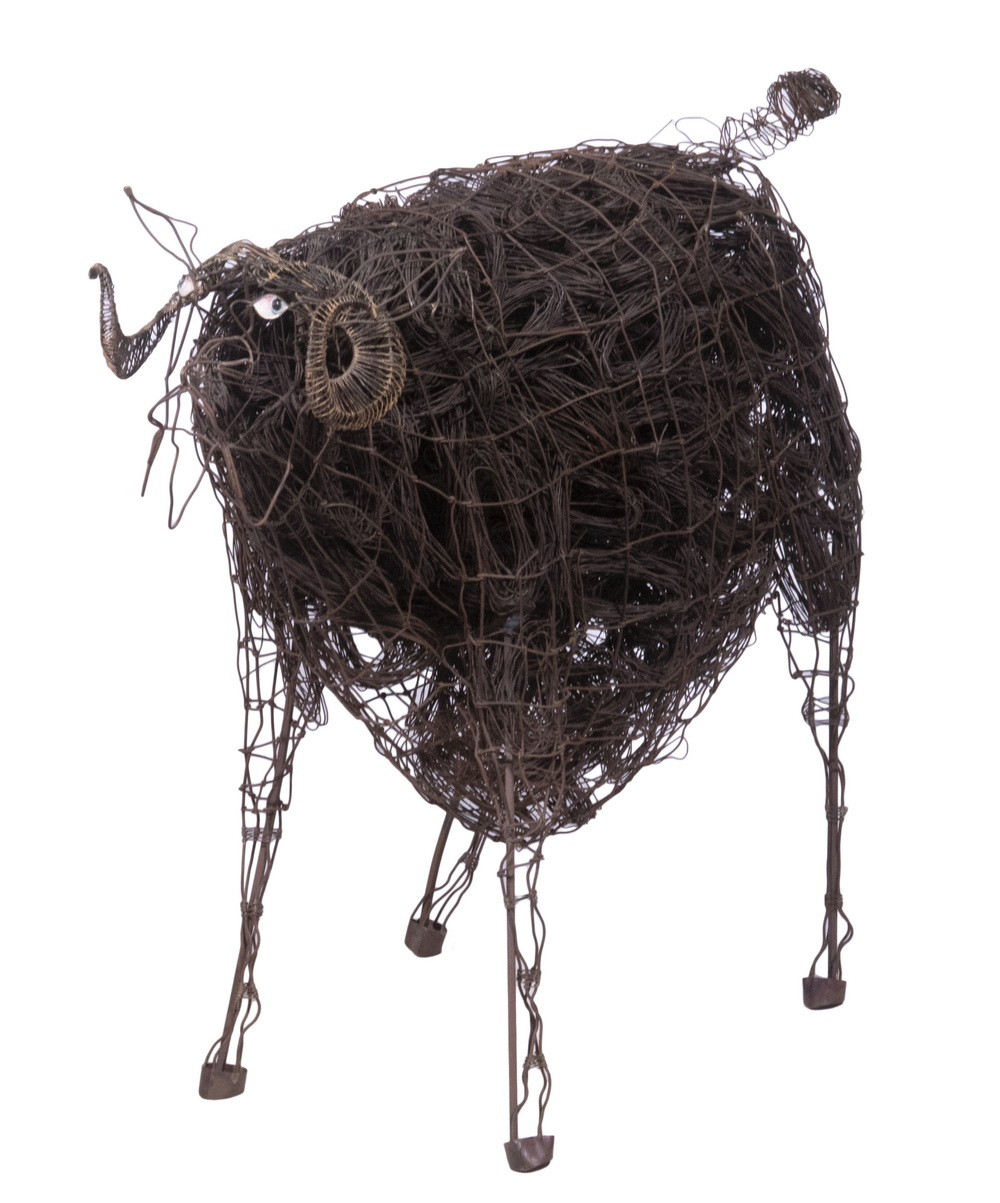 Appraisal: WIRE SCULPTURE OF A RAM Made up of baling wire