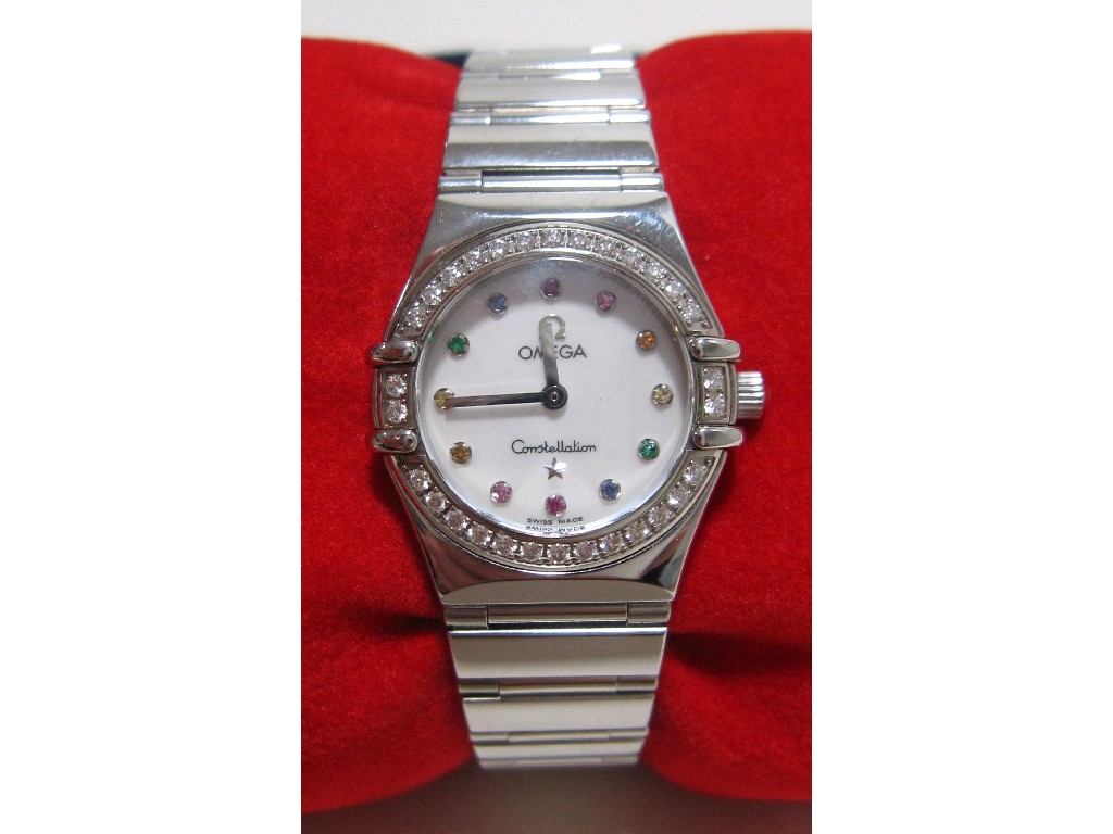 Appraisal: Ladies Omega Constellation diamond set wrist watch with original box