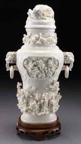 Appraisal: Chinese carved ivory urn International shipping IS NOT available on