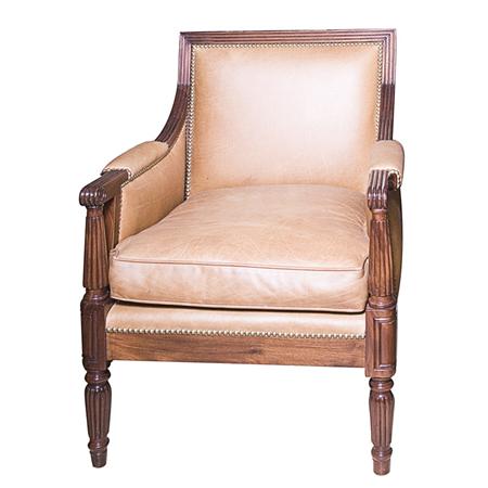 Appraisal: Regency Style Mahogany Leather Upholstered Library Chair Estimate -