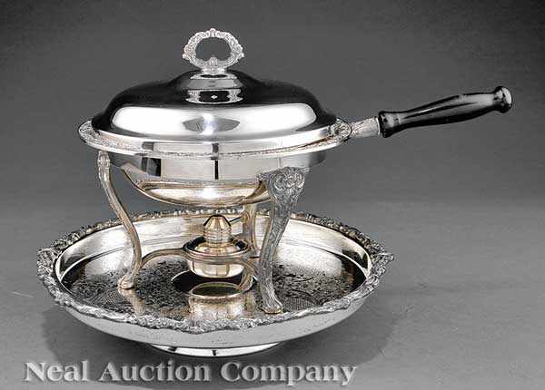 Appraisal: An American Silverplate Chafing Dish and Lazy Susan Stand lazy