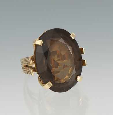 Appraisal: A Ladies' Smoky Citrine Cocktail Ring k yellow gold ring