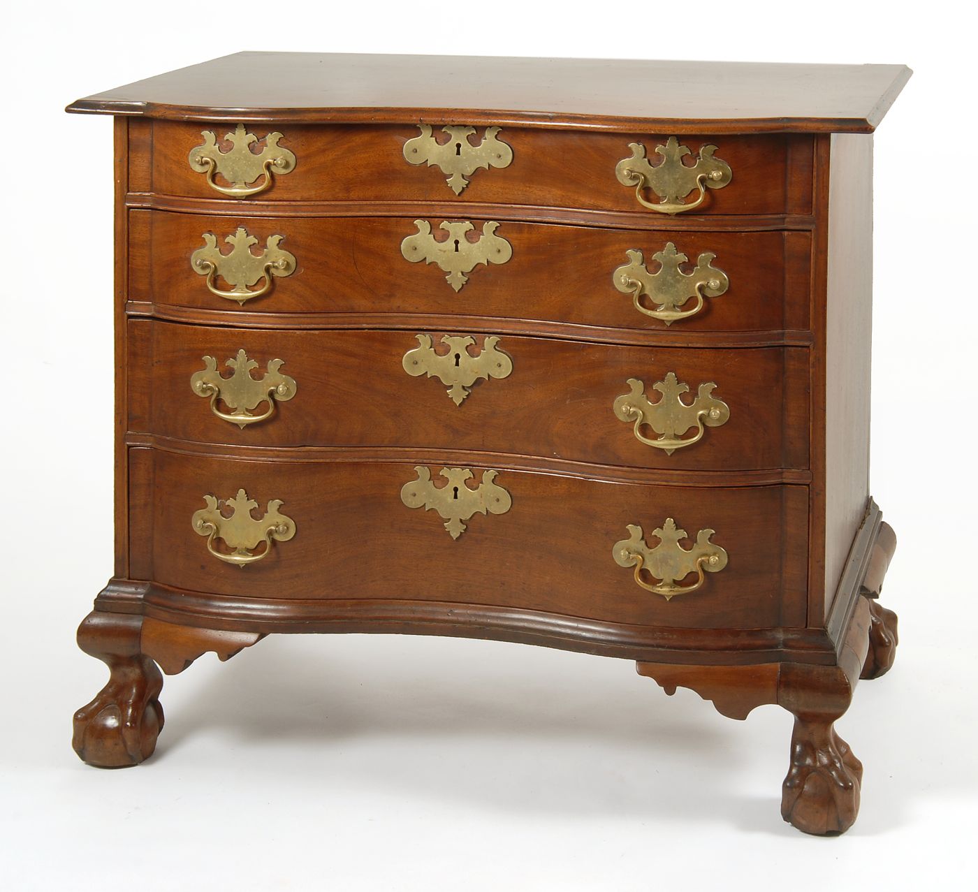 Appraisal: ANTIQUE AMERICAN CHIPPENDALE SERPENTINE-FRONT BUREAU Boston Circa In mahogany A