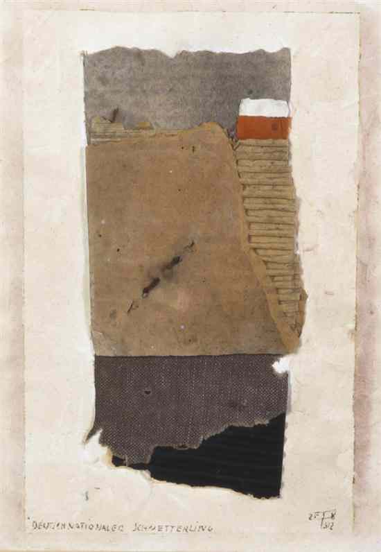 Appraisal: Artist Unknown th century Deutschnationaler Schmetterling mixed media titled lower