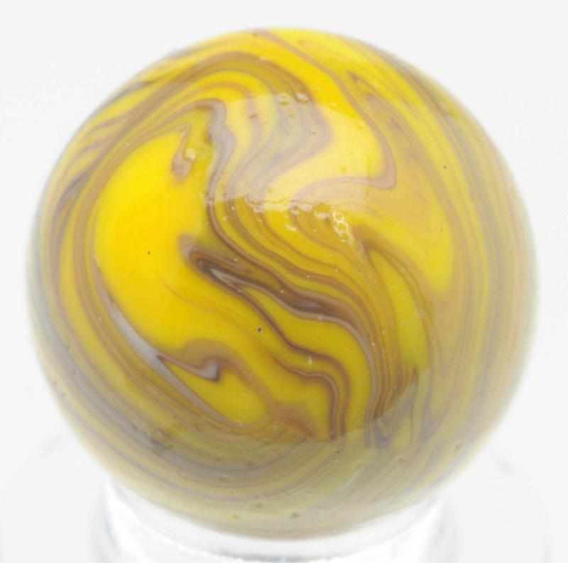 Appraisal: Christensen Agate Striped Opaque Marble Yellow base with two pinch