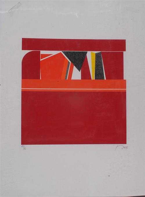 Appraisal: BAIER JEAN Geneva - Red geometric composition Lithograph Numbered Signed