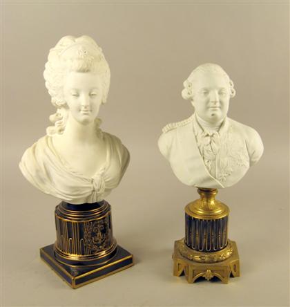 Appraisal: French bisque busts of Louis XVI and Marie Antoinette early