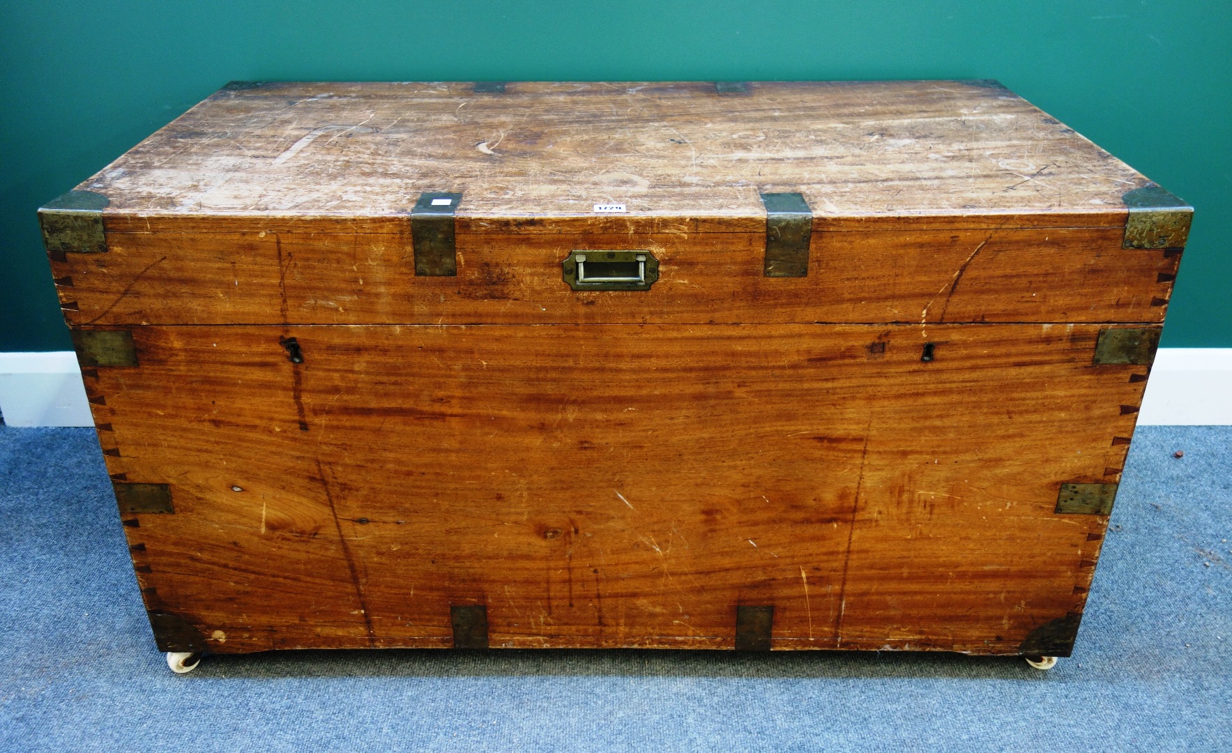 Appraisal: A th century brass bound rectangular camphor wood trunk cm