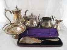 Appraisal: A quantity of silver plate comprising a Victorian four piece