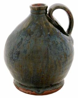 Appraisal: Rare Small New England Redware Jug Early th century copper-green