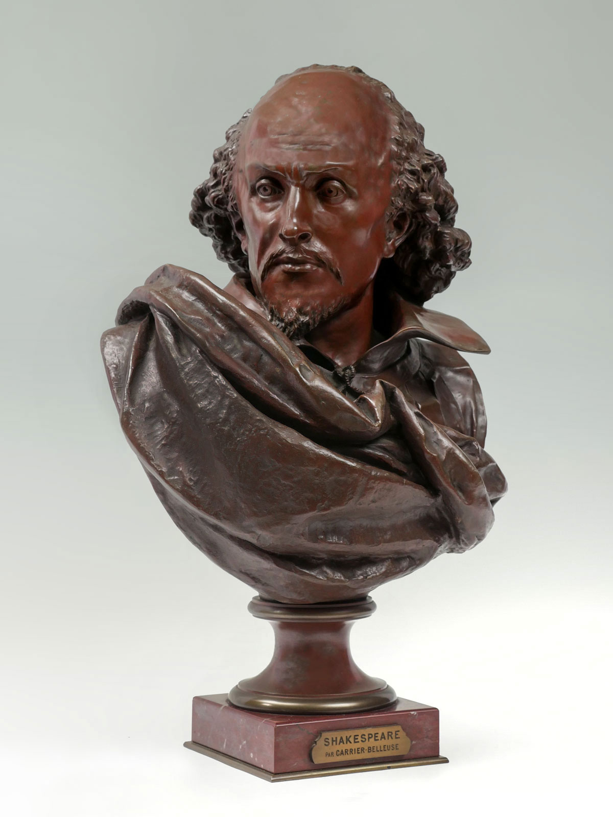 Appraisal: BRONZE SHAKESPEARE BY CARRIER-BELLEUSE Bronze sculpture by Albert Ernest Carrier-Belleuse