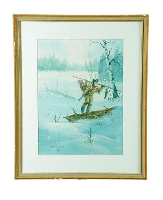 Appraisal: HUNTING SCENE BY GERRY METZ ARIZONA BORN Watercolor on paper