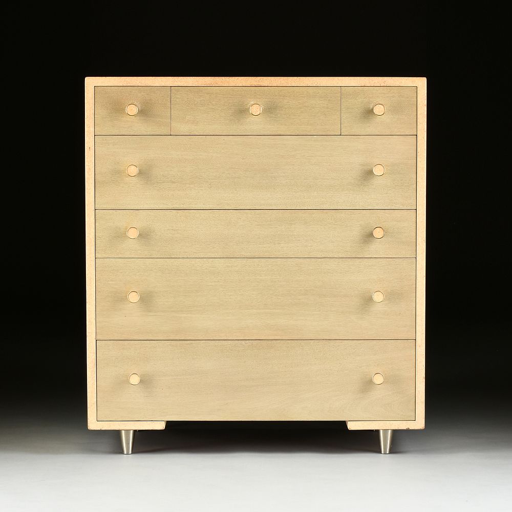 Appraisal: A MID-CENTURY MODERN PAINTED CORK AND BLEACHED MAPLE DRESSER DESIGNED