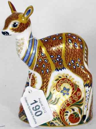 Appraisal: Royal Crown Derby Paperweight Fawn Gold Stopper Boxed