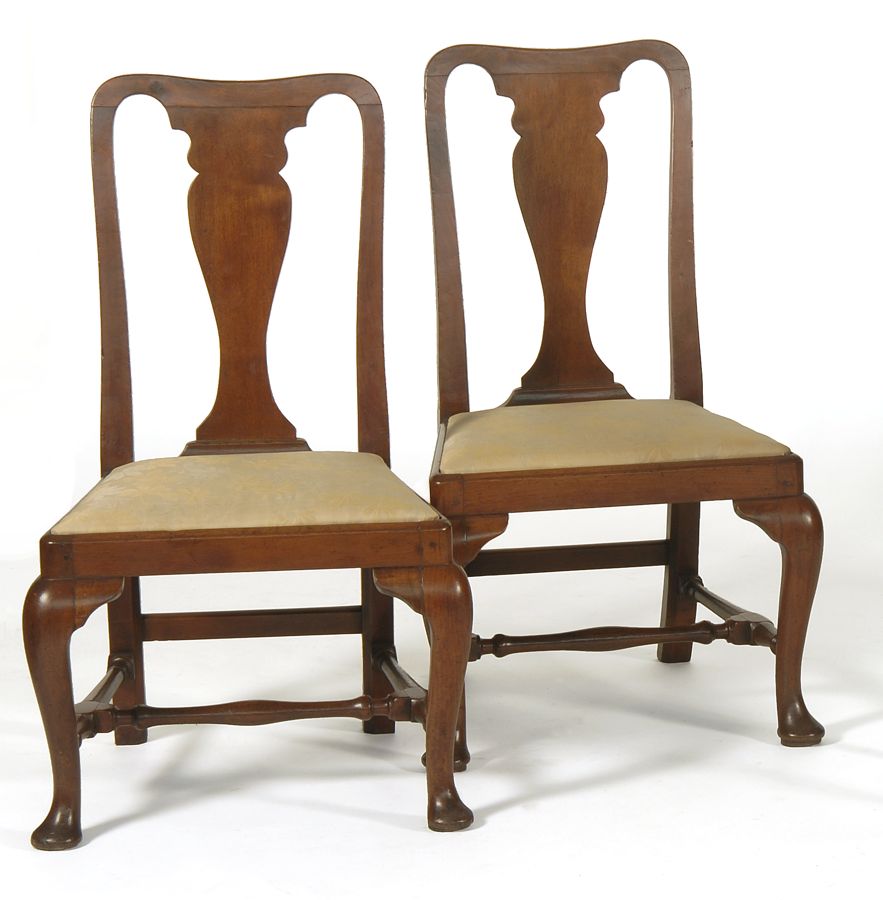 Appraisal: PAIR OF ANTIQUE QUEEN ANNE SIDE CHAIRS Mid- th CenturyPossibly