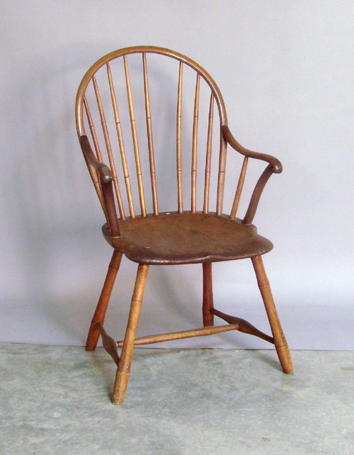 Appraisal: Philadelphia bowback windsor armchair branded W Cox ca