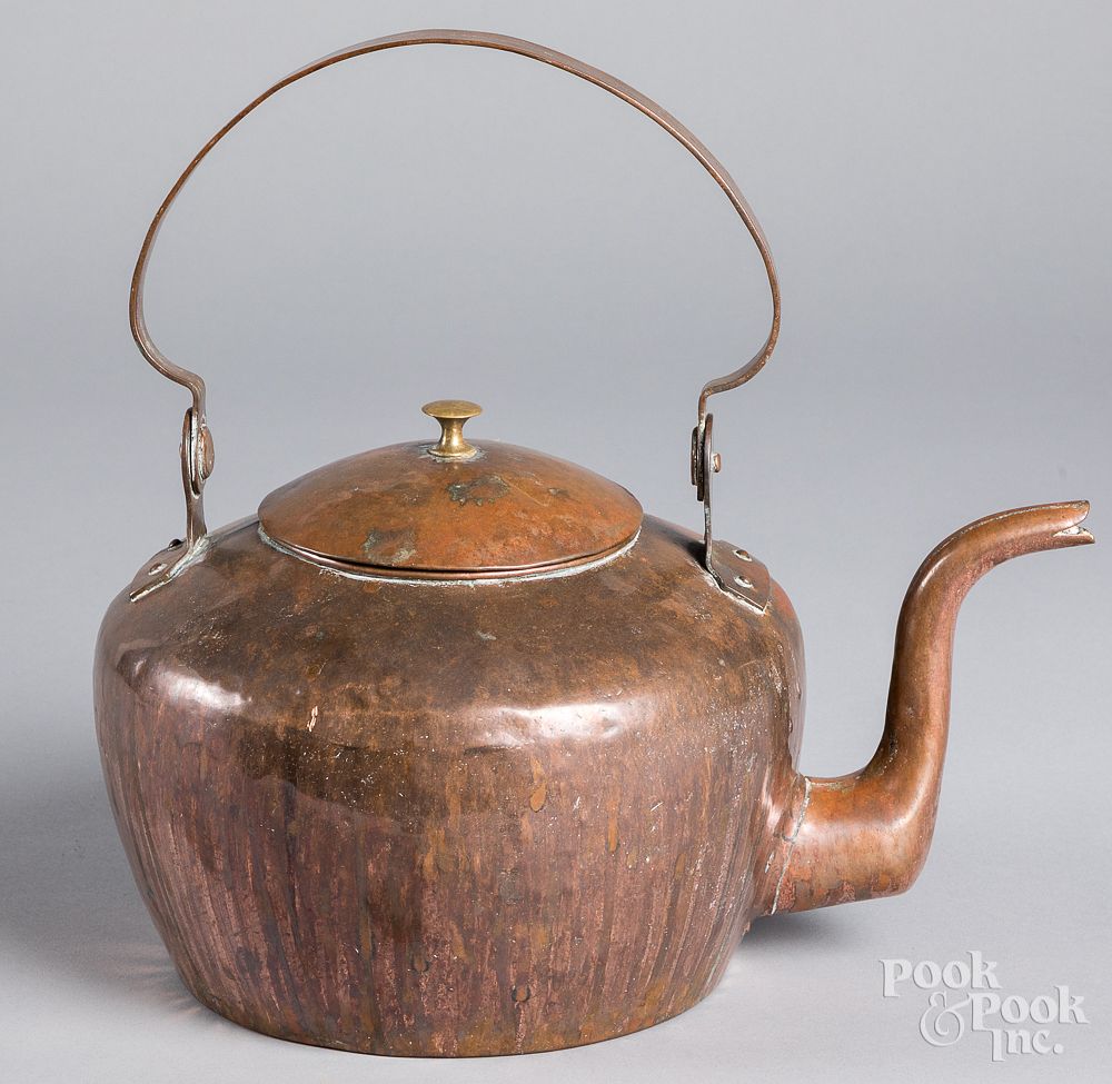 Appraisal: American copper tea kettle ca American copper tea kettle ca