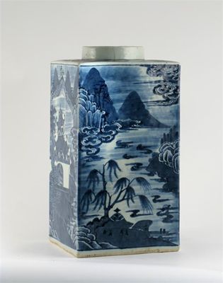 Appraisal: A large Chinese square-section vase or tea jar painted with