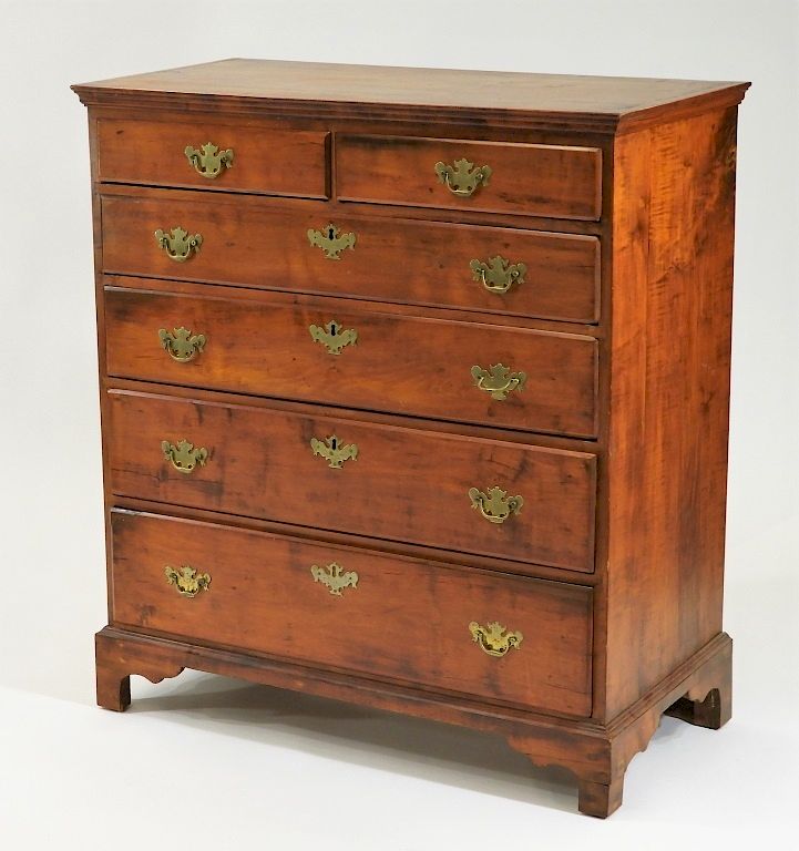 Appraisal: C New England Cherry Queen Anne Chest of Drawers New