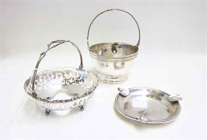 Appraisal: THREE STERLING SILVER PIECES footed basket lacks liner ''D footed