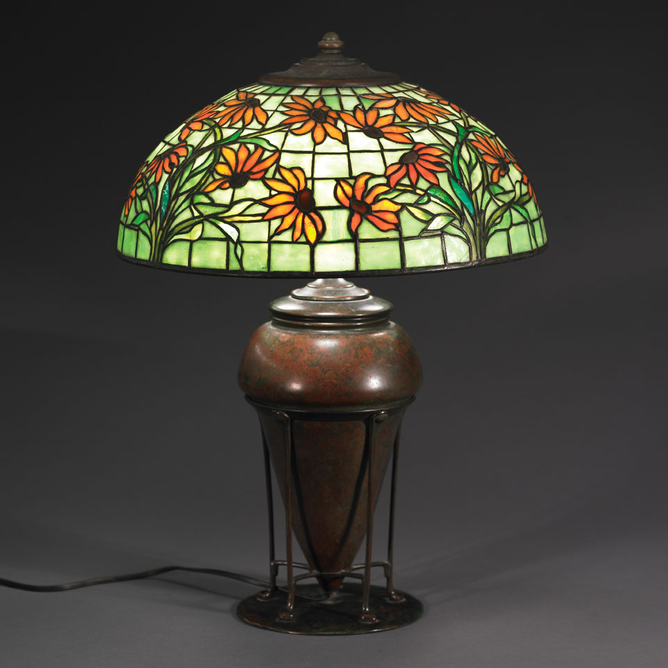 Appraisal: Tiffany Studios Black-Eyed Susan Leaded Glass and Bronze Table Lamp