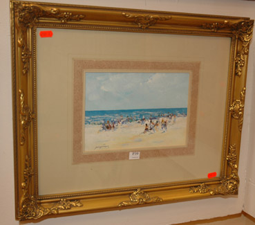 Appraisal: DONALD FRAZER BEACH SCENE OIL ON BOARD