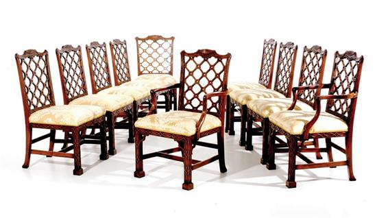 Appraisal: Chinese Chippendale style carved mahogany dining chairs set of ten