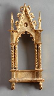 Appraisal: Diminutive Carved Giltwood Gothic Style Frame t Diminutive Carved Giltwood