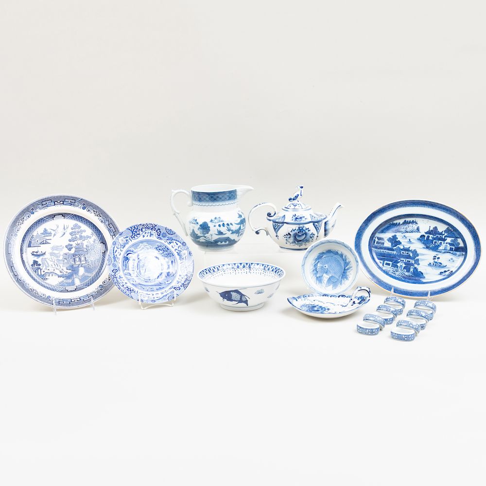 Appraisal: Miscellaneous Group of Blue and White Porcelain Kitchen Wares Including