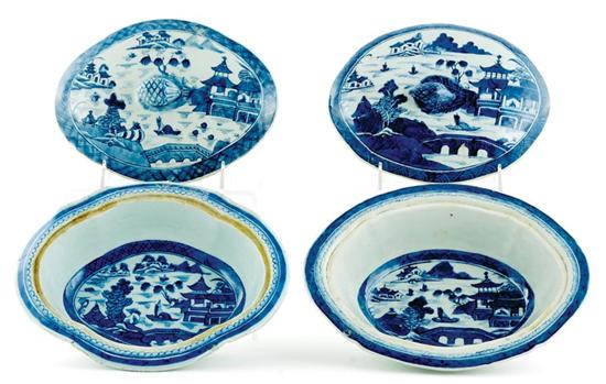 Appraisal: Near pair Chinese Export Canton covered serving dishes th century