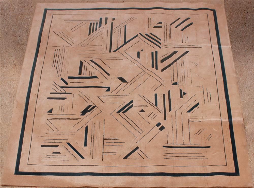 Appraisal: CUSTOM CONTEMPORARY SCOTT WIELAND RUG WITH ABSTRACT BORDER MADE IN