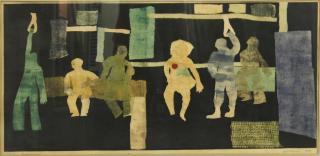 Appraisal: Robert Delford Brown American Subway Strap Hangers monotype signed and