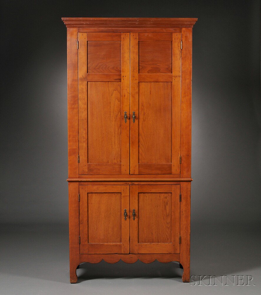 Appraisal: Cherry Cupboard New England th century the molded cornice above