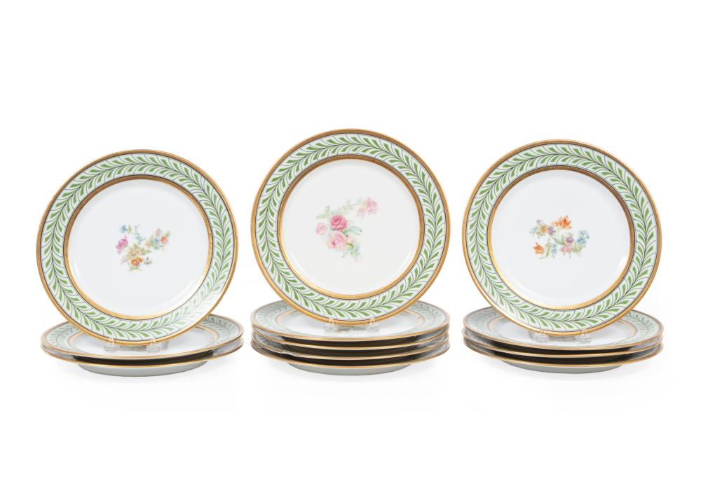 Appraisal: LIMOGES PORCELAIN DINNER PLATESTwelve Limoges Gilt and Polychrome Porcelain Dinner