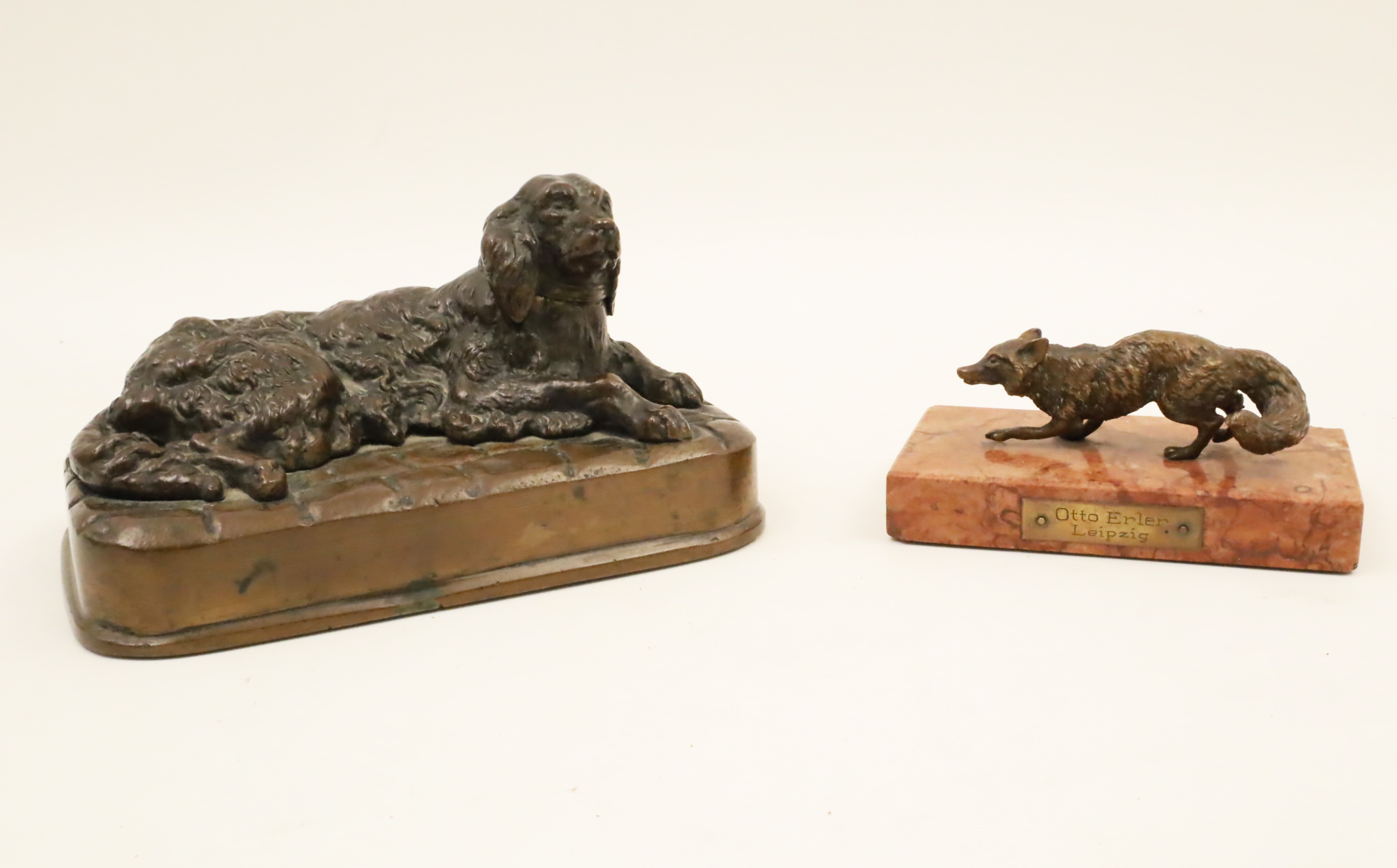 Appraisal: TWO MISC FRENCH ANIMALIER BRONZES Two miscellaneous French animalier bronzes