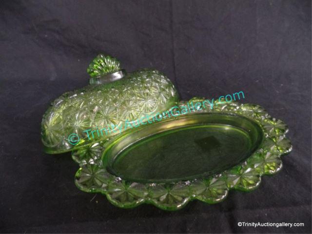 Appraisal: Smith Glass Daisy Button Covered Butter Dish Pressed glass lb