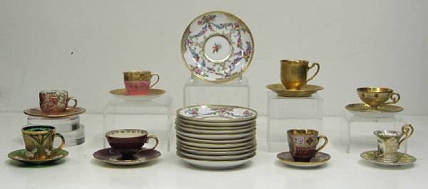 Appraisal: A collection of European porcelain cups and saucers first half